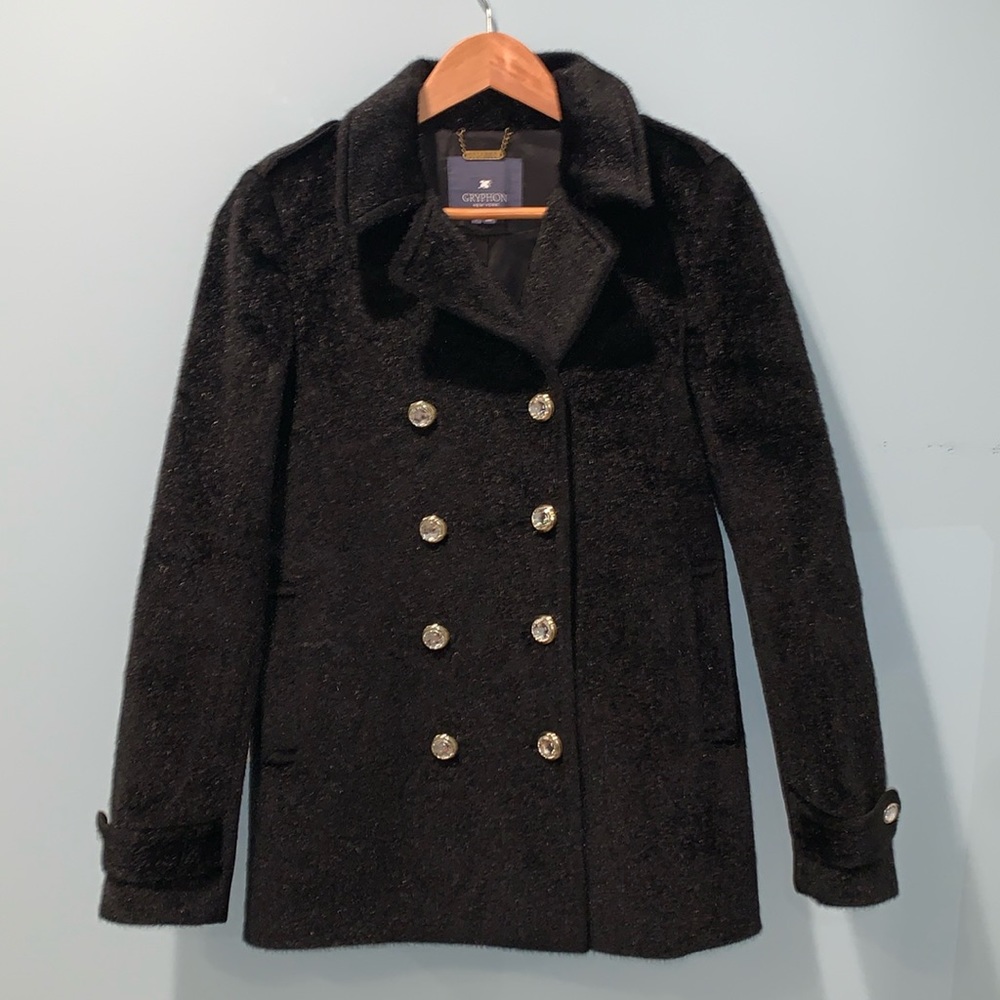 Gryphon Faux Fur Fuzzy Coat Holiday Peacock Size Small